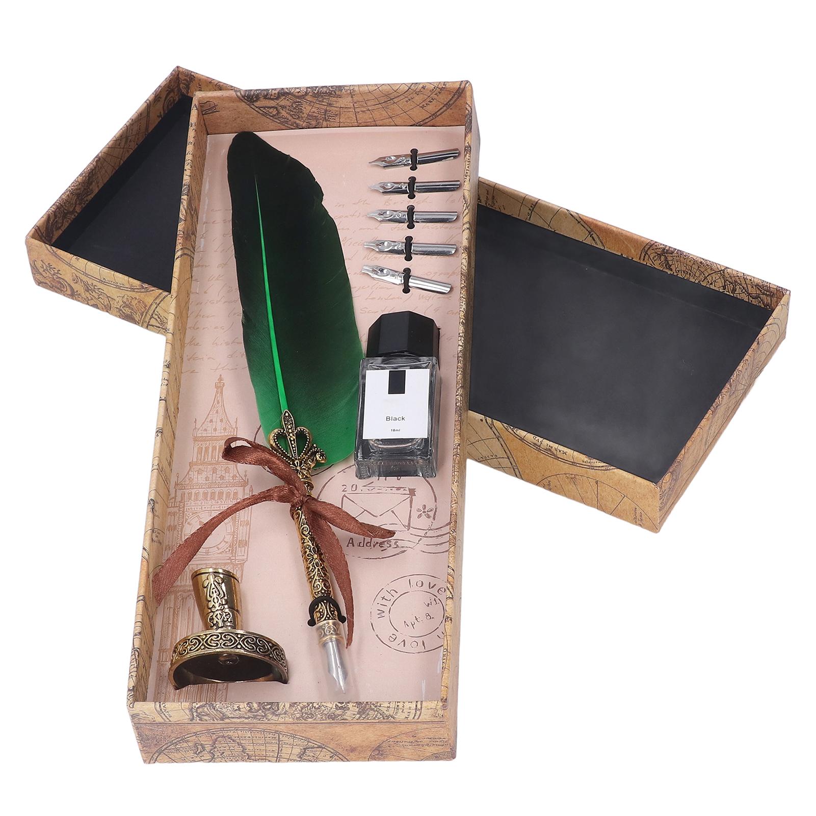 Ручка-гусиное перо из цинкового сплава, высокая гладкость, элегантные цвета, европейская ручка в стиле ретро для письма D Green