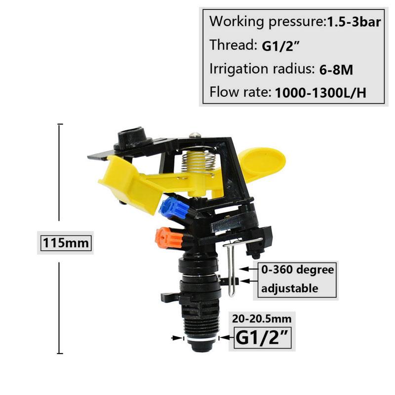 360 Degree Rotating Jet Sprinklers Double Outlet Rocker Nozzles1/2 Male Thread For Garden Farm Lawn Irrigation
360 Degree Rotating Jet Sprinklers Double Outlet Rocker Nozzles1/2 Male Thread For Garden Farm Lawn Irrigation