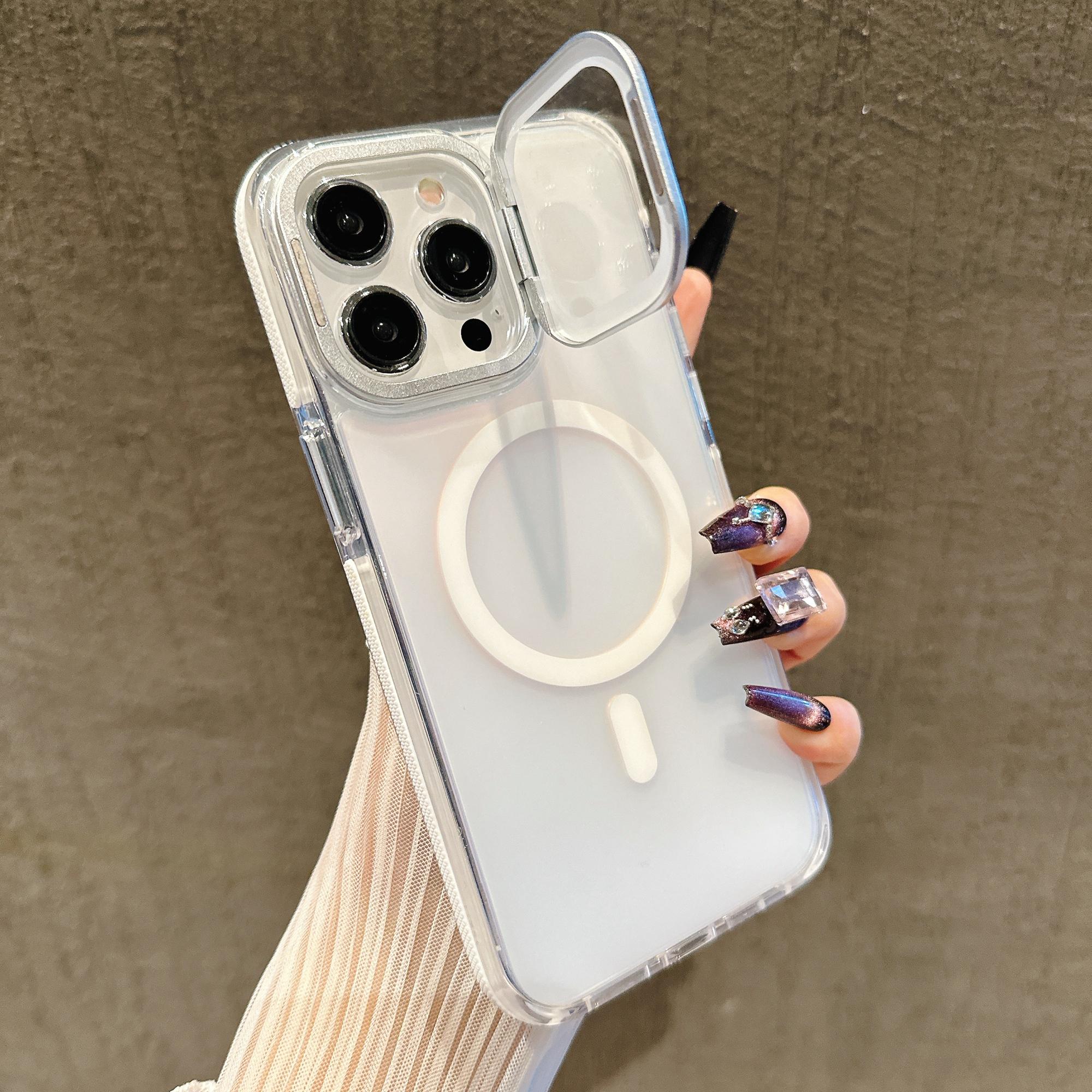 For iPhone 15 Pro Magnetic Case TPU Acrylic Phone Back Cover with Lens Film and Kickstand White
For iPhone 15 Pro Magnetic Case TPU Acrylic Phone Back Cover with Lens Film and Kickstand White