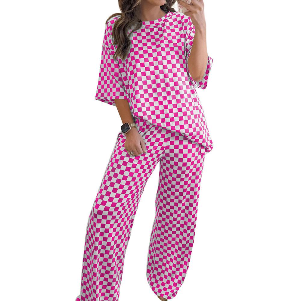 Women s Autumn Plaid Chessboard Two-Piece Set with Loose Slimming Five-Point Sleeve Top and Straight-Leg Pants Small розы красного
Women s Autumn Plaid Chessboard Two-Piece Set with Loose Slimming Five-Point Sleeve Top and Straight-Leg Pants Small розы красного