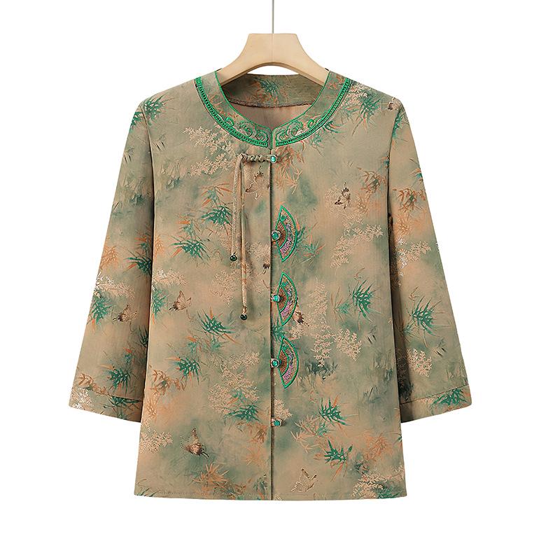 2026 Summer Retro Embroidered Cardigan: Seven-Sleeve Loose Top for Elderly Women 5XL suitable for 135-150 jin зелений
2026 Summer Retro Embroidered Cardigan: Seven-Sleeve Loose Top for Elderly Women 5XL suitable for 135-150 jin зелений