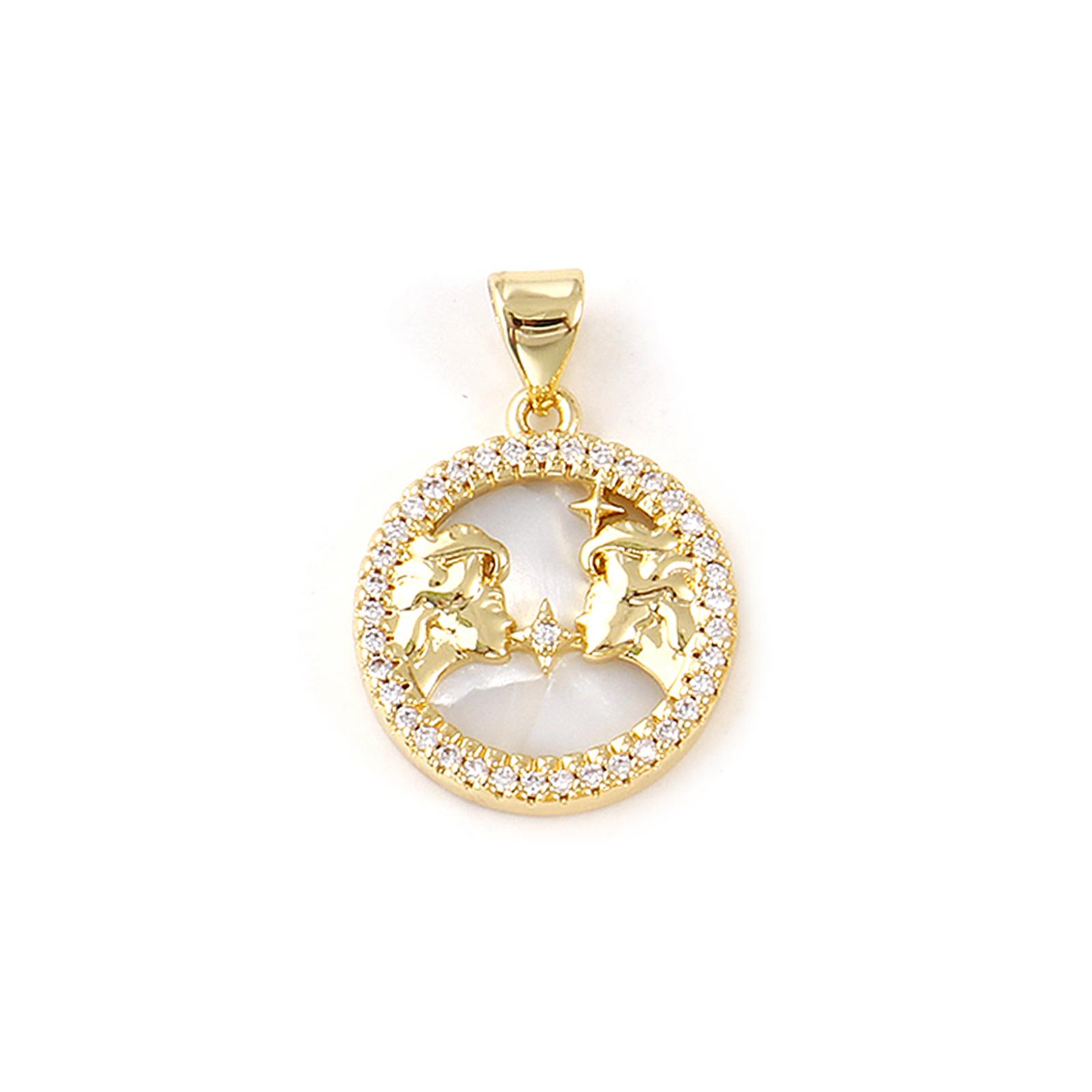 1 Piece Brass Constellation Pendant White Round Zodiac Micro Pave Clear Cubic Zirconia Charm for keychain Necklace 24mm x 17mm
1 Piece Brass Constellation Pendant White Round Zodiac Micro Pave Clear Cubic Zirconia Charm for keychain Necklace 24mm x 17mm