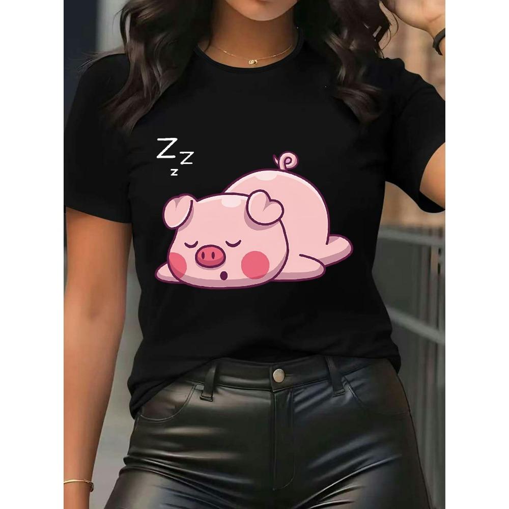 Women s Cute Piglet Pattern T-Shirt Soft Short Sleeve Round Neck Anime Pattern Casual Spring and Summer Tops Summer S
Women s Cute Piglet Pattern T-Shirt Soft Short Sleeve Round Neck Anime Pattern Casual Spring and Summer Tops Summer S