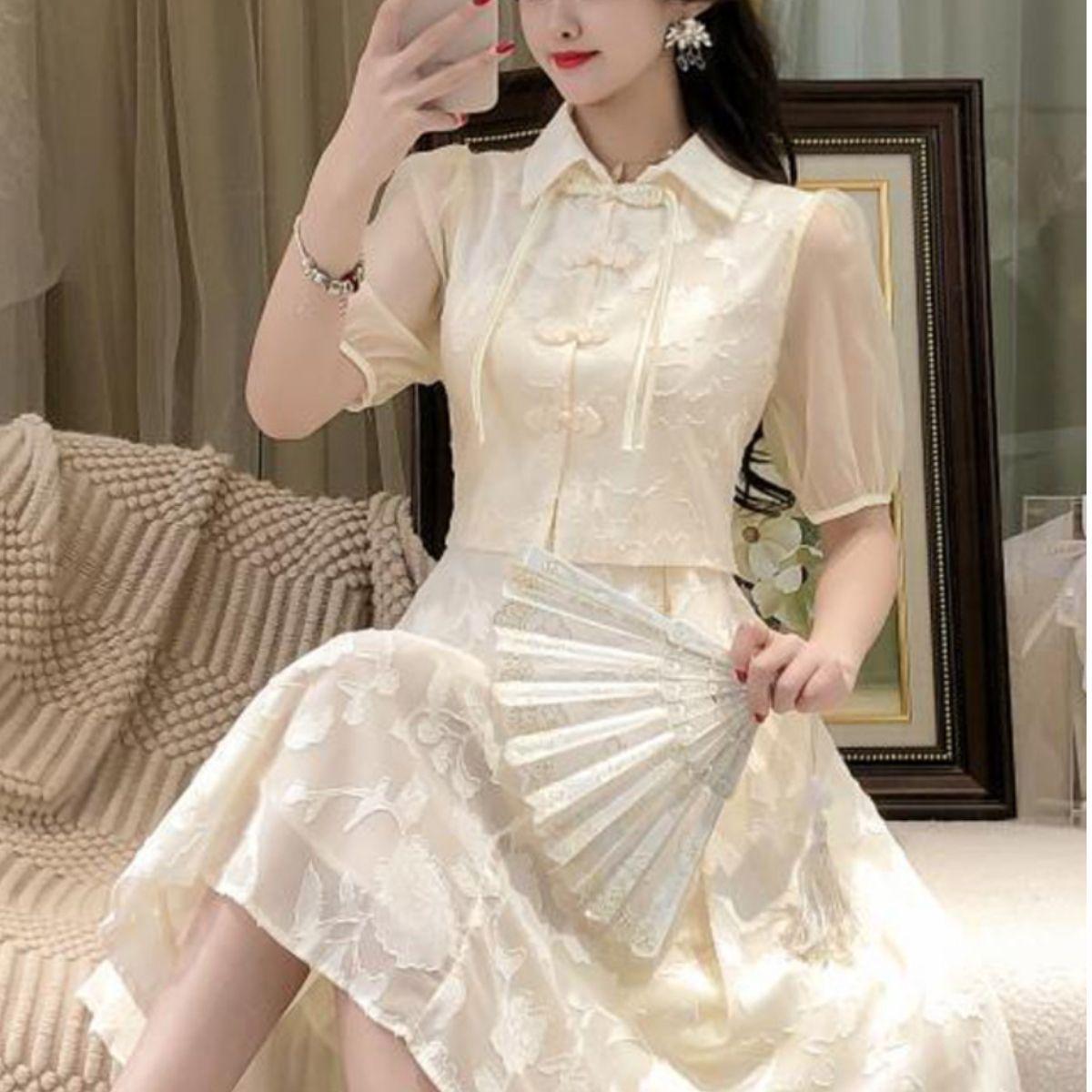 Elegant Summer 2024 Women s Two-Piece: Chinese Style Cheongsam Skirt & Camisole Dress with Frog Button Top 2XL
Elegant Summer 2024 Women s Two-Piece: Chinese Style Cheongsam Skirt & Camisole Dress with Frog Button Top 2XL