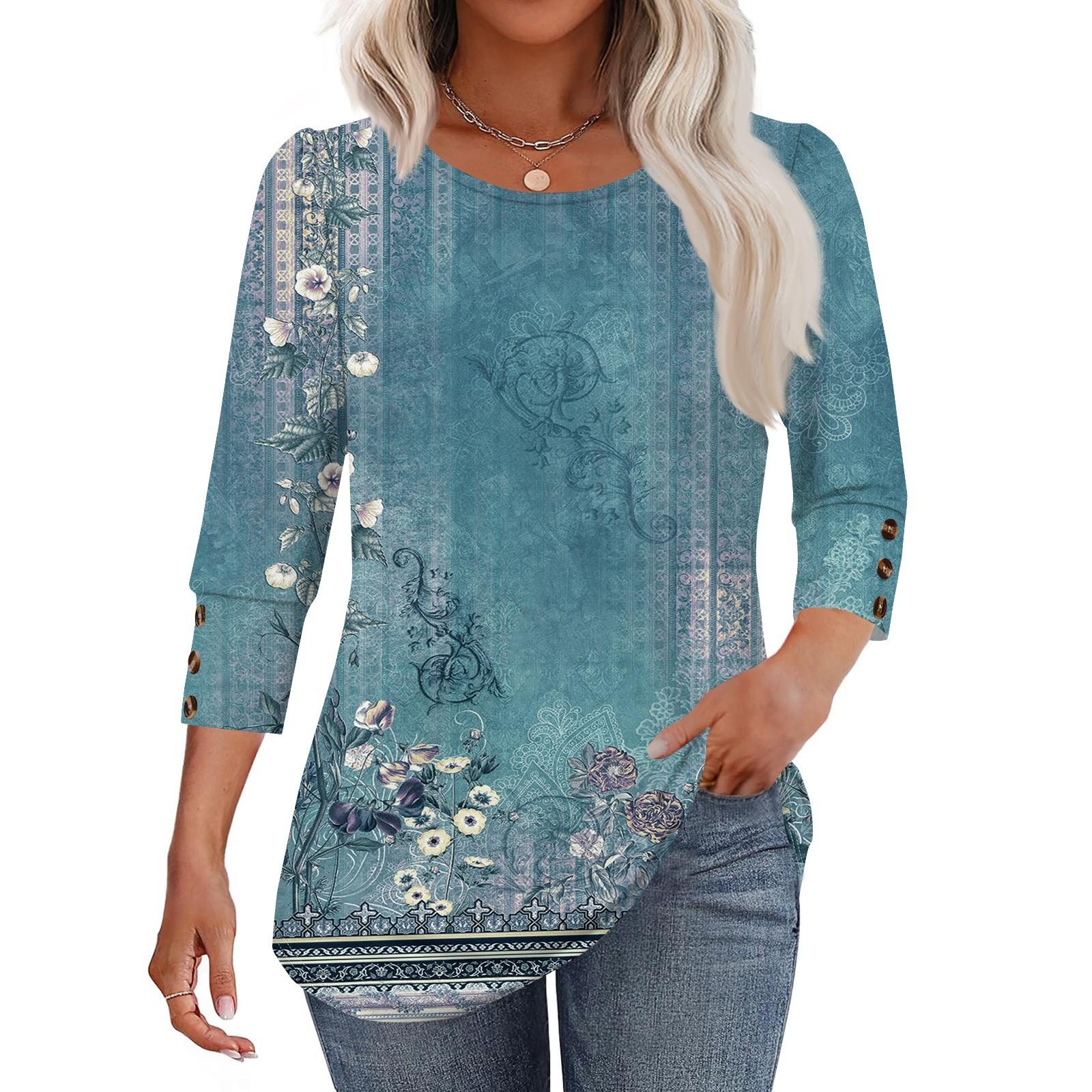 Women s Fashion Casual Vintage Floral Print Round Neck Sevenfold Sleeve T-shirt Top L
Women s Fashion Casual Vintage Floral Print Round Neck Sevenfold Sleeve T-shirt Top L