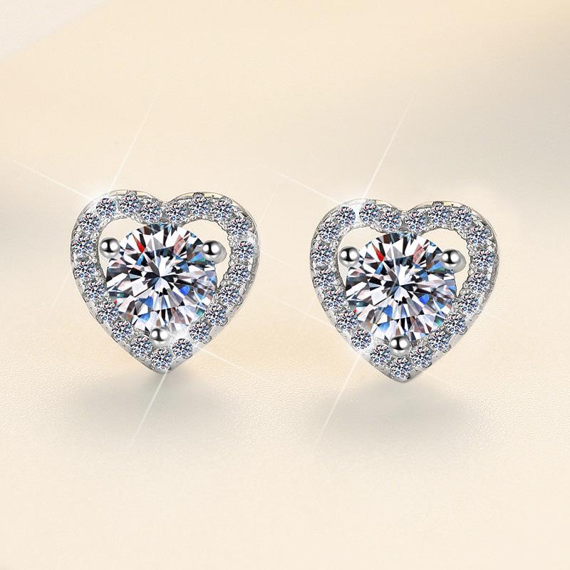 S925 Sterling Silver Heart-Shaped Moissanite Stud Earrings for Women - Sweet & Fashionable. Super Shiny Zircon 0.50 Carat
S925 Sterling Silver Heart-Shaped Moissanite Stud Earrings for Women - Sweet & Fashionable. Super Shiny Zircon 0.50 Carat