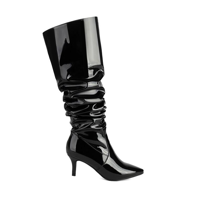 Fashion European American Patent Leather Pleated Gold Silver Long Boots Women 6.5cm High Heel Short Plush Knee Length Boots Size 32-48 33
Fashion European American Patent Leather Pleated Gold Silver Long Boots Women 6.5cm High Heel Short Plush Knee Length Boots Size 32-48 33