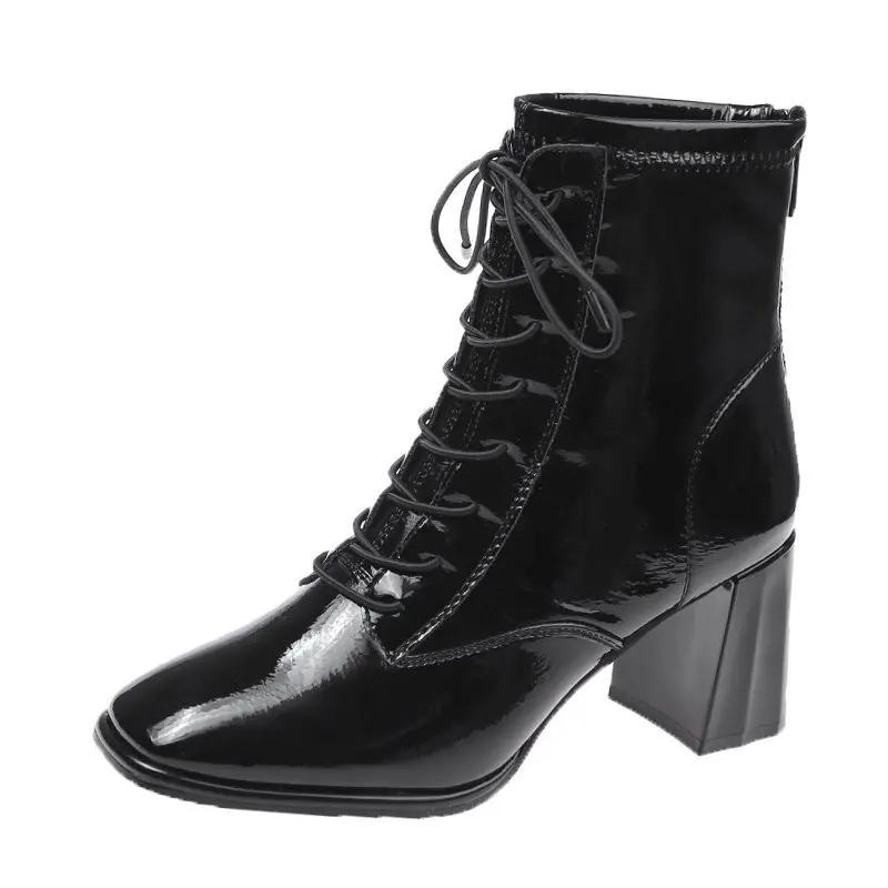 Korean Women s Modern Boots British Style Lace up High Top Thick Heel Fashion High Heel Boots Daily Casual Short Boots 35 чорний
Korean Women s Modern Boots British Style Lace up High Top Thick Heel Fashion High Heel Boots Daily Casual Short Boots 35 чорний