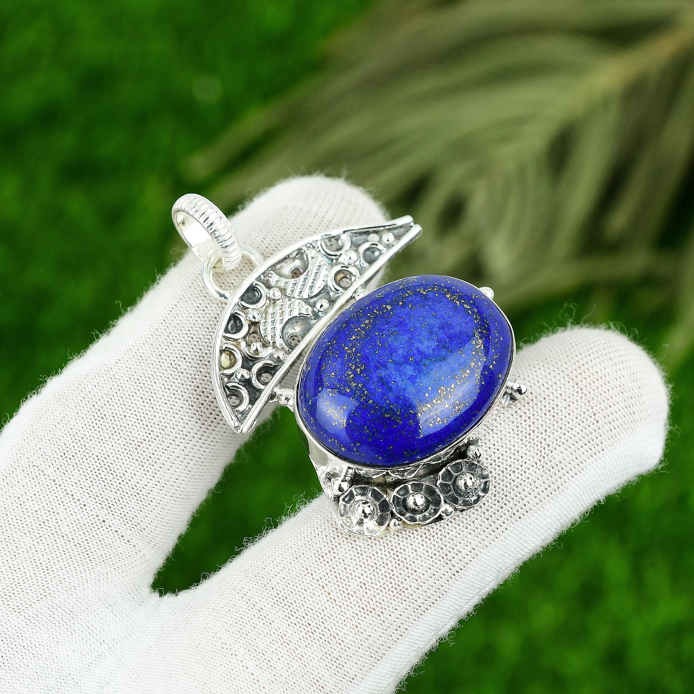 Natural Lapis Lazuli Gemstone Pendant 925 Sterling Silver Jewelry For Girls
Natural Lapis Lazuli Gemstone Pendant 925 Sterling Silver Jewelry For Girls