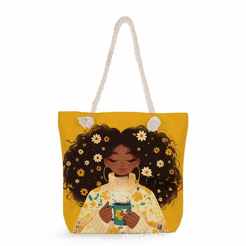 Multifunctional Black girl Printed Thick Rope Shoulder Beach Bag 7573 KTB
Multifunctional Black girl Printed Thick Rope Shoulder Beach Bag 7573 KTB