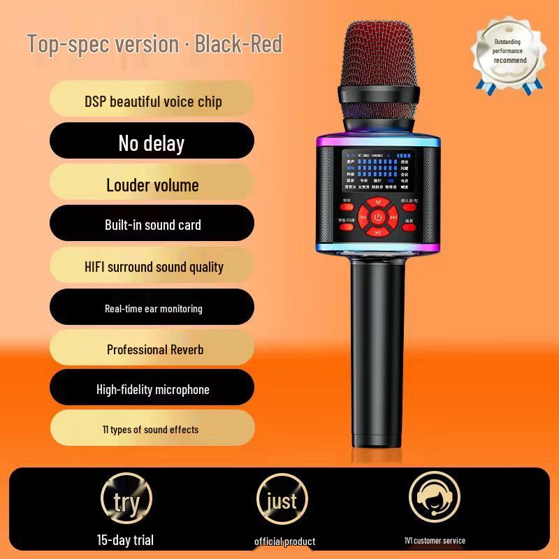 Bluetooth Wireless Microphone & Speaker with Integrated Sound Card for Singing on Mobile & TV Microphone чорний/червоний
Bluetooth Wireless Microphone & Speaker with Integrated Sound Card for Singing on Mobile & TV Microphone чорний/червоний