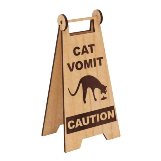 Знак «Кошачья рвота» Смешной деревянный знак «Осторожно, кошачья рвота» Для офисного стола Знак «Рвота кошки» Подарок-прикол для коллег, владельцев кошек C
