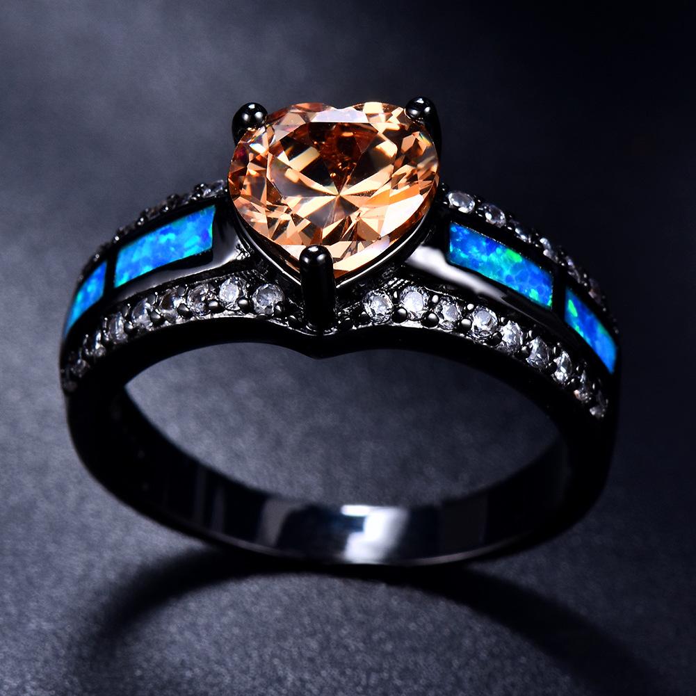 European and American Fashion Style Black Gold Inlaid Colorful Heart Shaped Ring and Bracelet Accessory No. 5
European and American Fashion Style Black Gold Inlaid Colorful Heart Shaped Ring and Bracelet Accessory No. 5