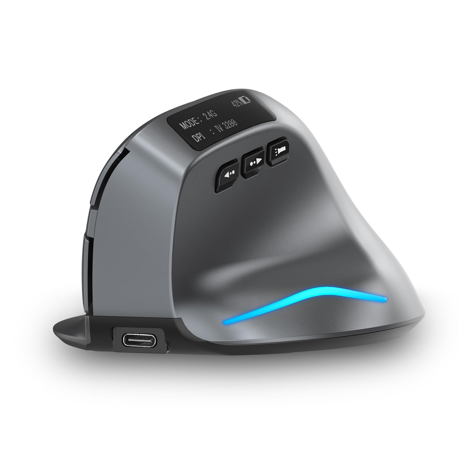 Dual Mode Wireless with 3200 7 LED Ergonomic Vertical Compatible with Black Bluetooth/USB 2.4G Mouse, Rechargeable, Display, DPI, Buttons, Optical, срібний
Dual Mode Wireless with 3200 7 LED Ergonomic Vertical Compatible with Black Bluetooth/USB 2.4G Mouse, Rechargeable, Display, DPI, Buttons, Optical, срібний