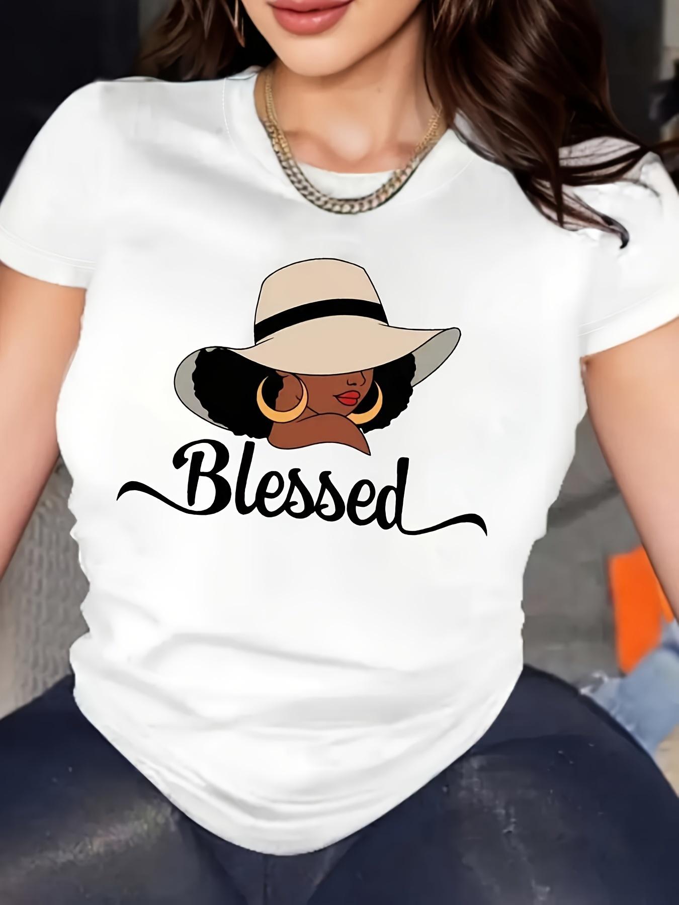 Womens Casual Short Sleeve TShirt Summer Round Neck with Blessed Print Stylish Hat Graphic T Shirt Soft Comfortable Fabric Top S
Womens Casual Short Sleeve TShirt Summer Round Neck with Blessed Print Stylish Hat Graphic T Shirt Soft Comfortable Fabric Top S