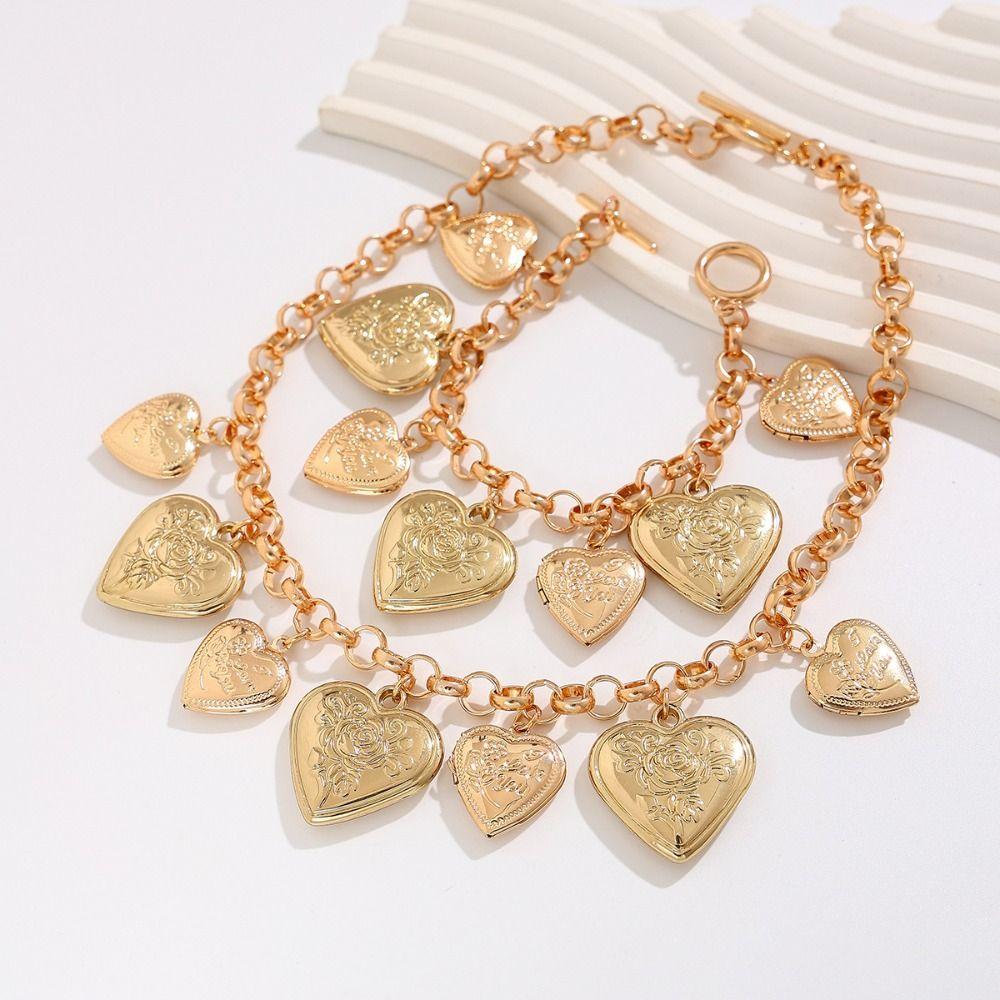 Elegant Heart Pendant Necklace Exaggerate Vintage Jewelry Fashion Metal Heart Bracelet Gift Bracelet
Elegant Heart Pendant Necklace Exaggerate Vintage Jewelry Fashion Metal Heart Bracelet Gift Bracelet