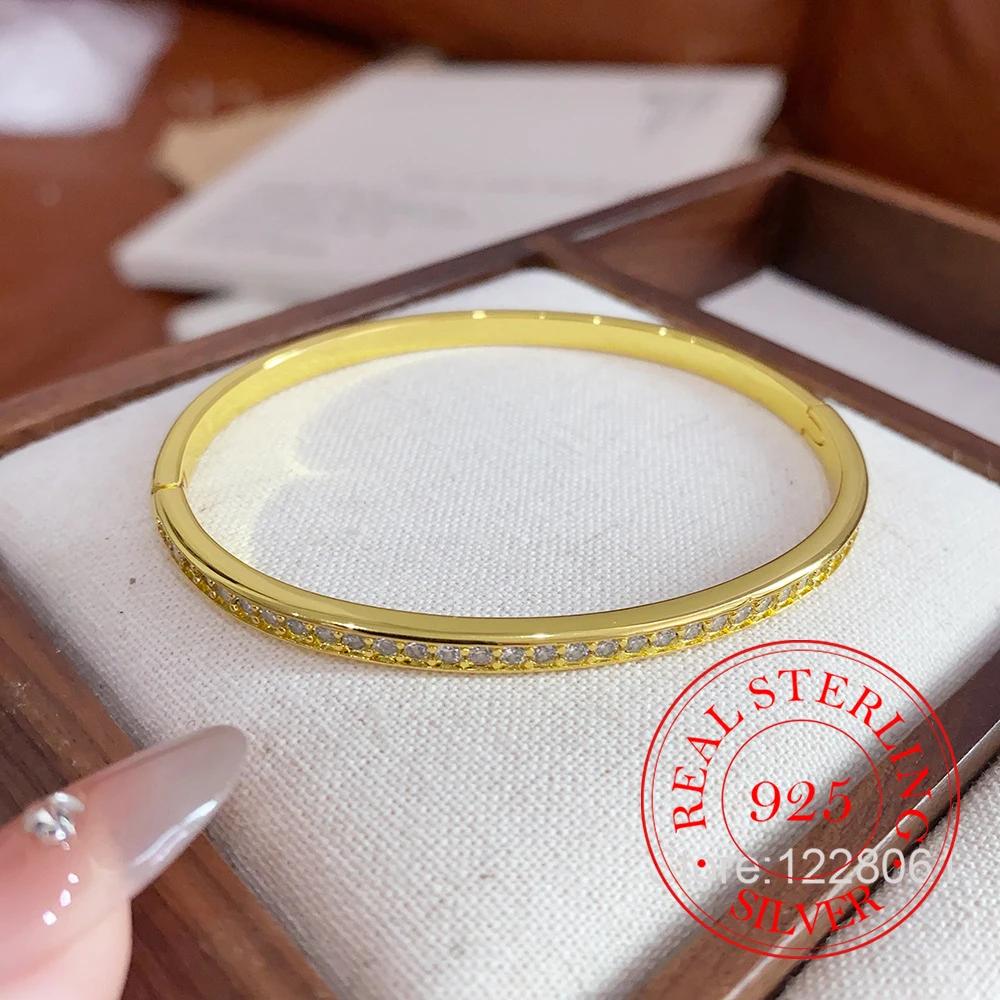 New Arrival Trendy Single Row Paved Cubic Zircon 925 Sterling Silver Female Bangle Promotion Jewelry For Women Gifts No Fade золотий
New Arrival Trendy Single Row Paved Cubic Zircon 925 Sterling Silver Female Bangle Promotion Jewelry For Women Gifts No Fade золотий