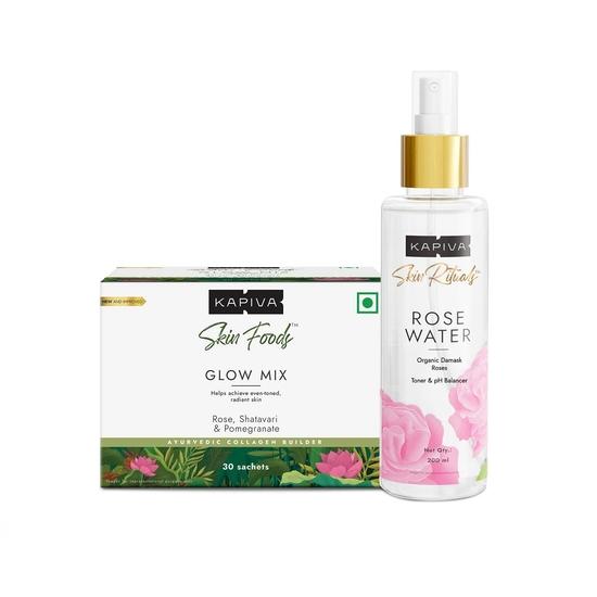 Смесь для сияния Kapiva Skin Foods Glow Mix 108 г и розовая вода 200 мл | Для сияющей кожи изнутри и снаружи
Смесь для сияния Kapiva Skin Foods Glow Mix 108 г и розовая вода 200 мл | Для сияющей кожи изнутри и снаружи