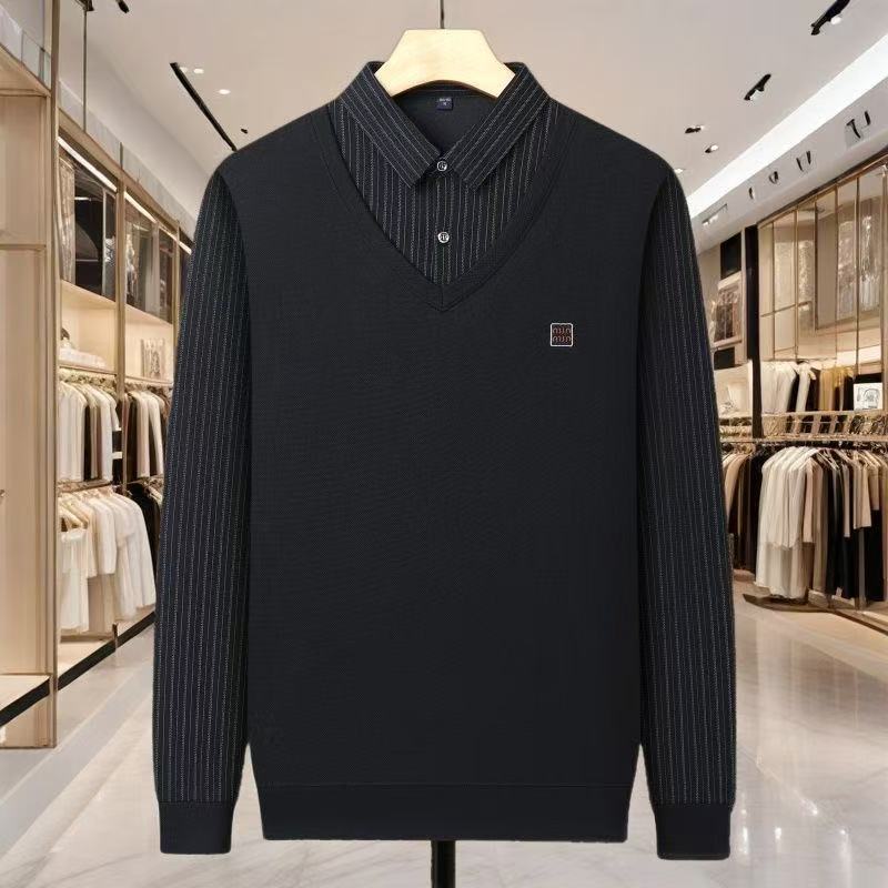 New Spring and Autumn Two-piece Shirt Collar Men s Middle-aged High-end Thin Casual Striped Bottoming Shirt Top T-shirt 4XL чорний
New Spring and Autumn Two-piece Shirt Collar Men s Middle-aged High-end Thin Casual Striped Bottoming Shirt Top T-shirt 4XL чорний