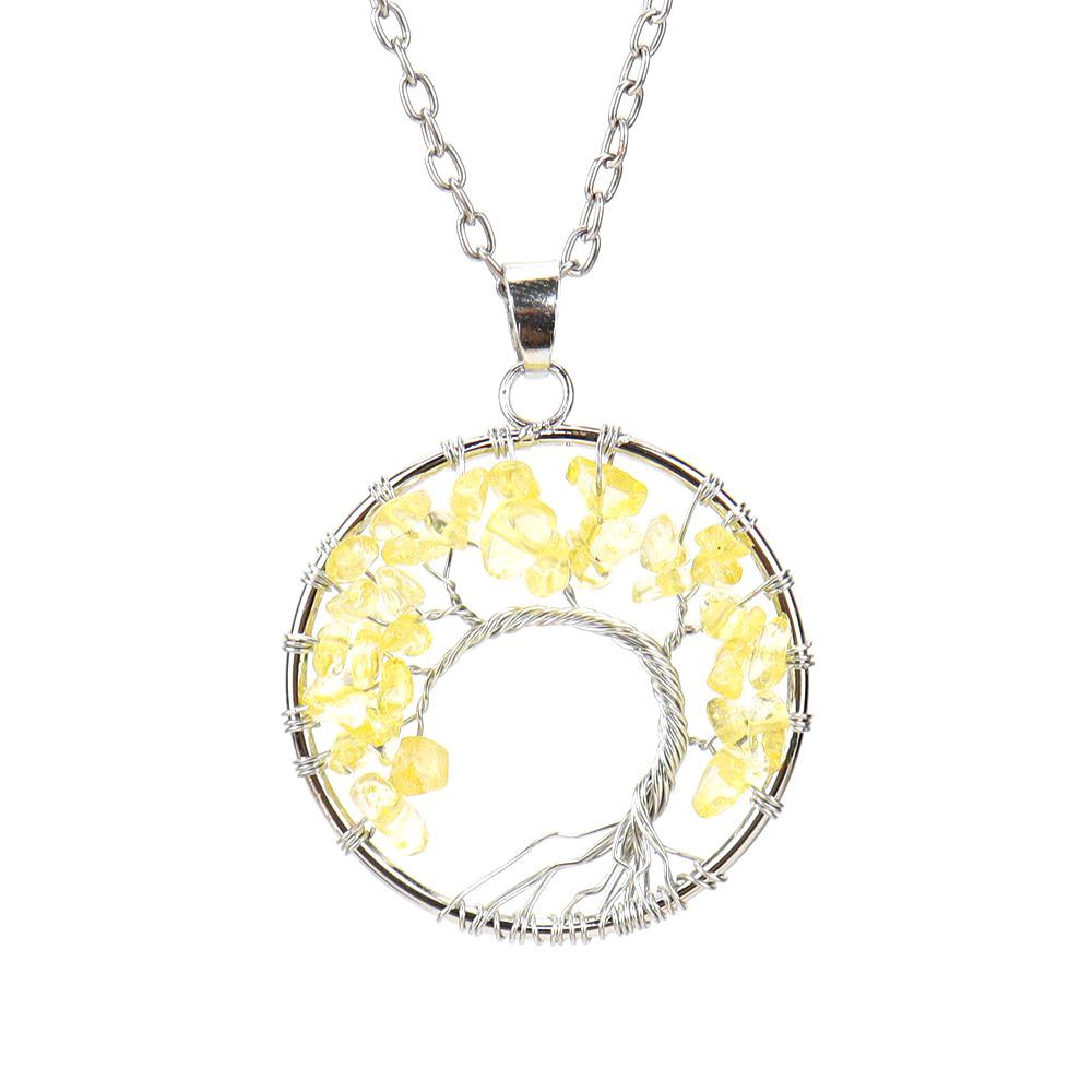 Silver Hand-Wound Colorful Crystal Gravel Curved Tree Of Life Pendant Necklace N111
Silver Hand-Wound Colorful Crystal Gravel Curved Tree Of Life Pendant Necklace N111