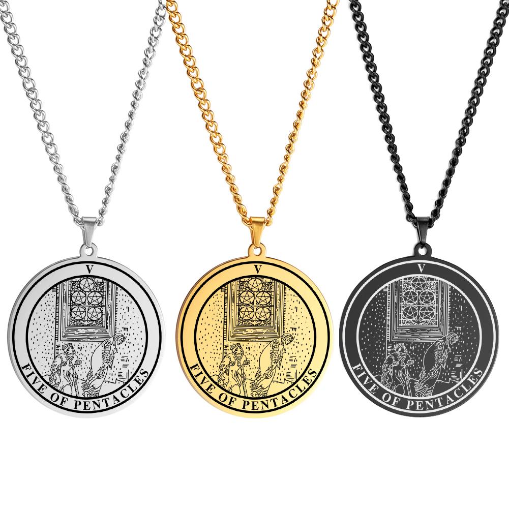 LIKGREAT Spiritual Tarot Necklace for Men and Women Pentacles Pendants Necklaces Vintage Round Stainless Steel Jewelry Gift Steel color
LIKGREAT Spiritual Tarot Necklace for Men and Women Pentacles Pendants Necklaces Vintage Round Stainless Steel Jewelry Gift Steel color