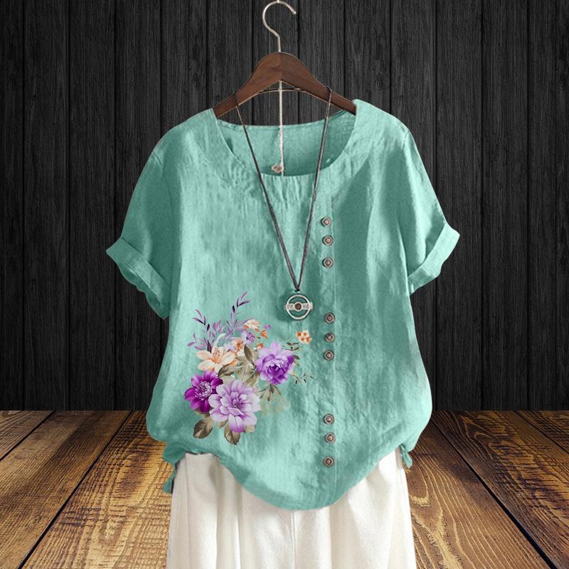 Новые летние женские модные повседневные льняные рубашки с круглым вырезом, футболки с цветочным принтом, топы с короткими рукавами, свободные топы XS-5XL
Новые летние женские модные повседневные льняные рубашки с круглым вырезом, футболки с цветочным принтом, топы с короткими рукавами, свободные топы XS-5XL