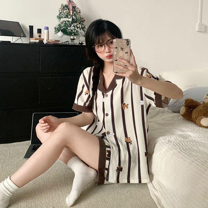 Premium Striped Cartoon Cute Puppy Pajamas Women s Summer Short Sleeve Shorts Girls Loungewear M
Premium Striped Cartoon Cute Puppy Pajamas Women s Summer Short Sleeve Shorts Girls Loungewear M