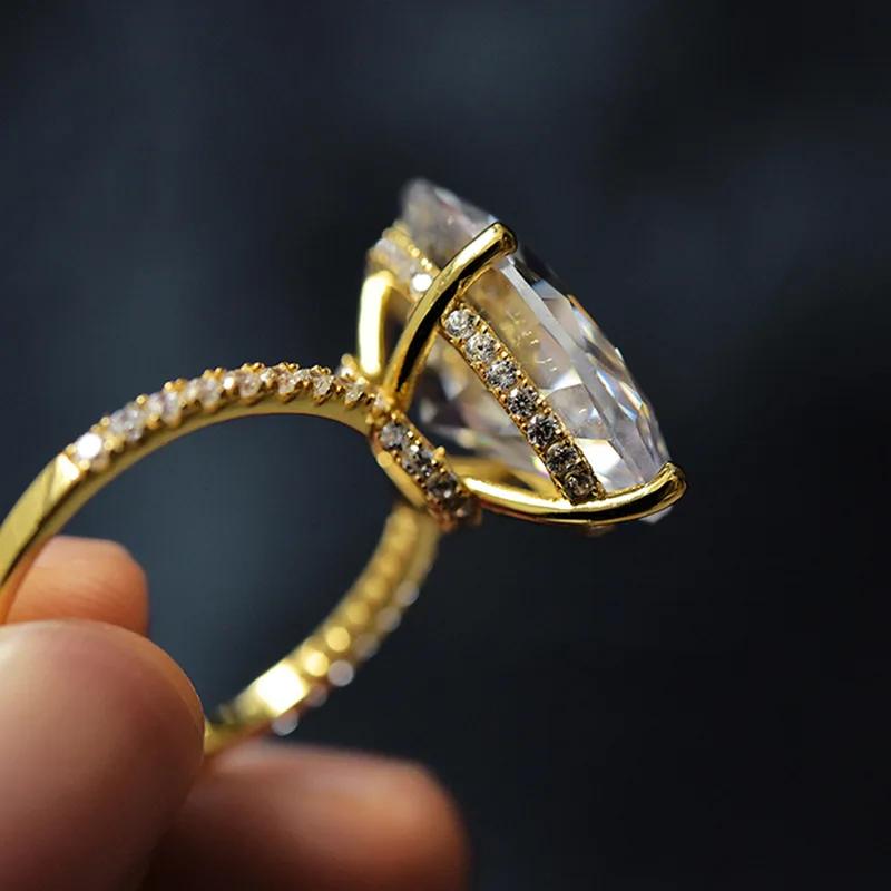 SpringLady Сверкающее серебро 925 пробы 13*18 мм Овальная огранка Высокоуглеродистый бриллиант Драгоценный камень Обручальное кольцо для женщин Изысканные ювелирные изделия 9