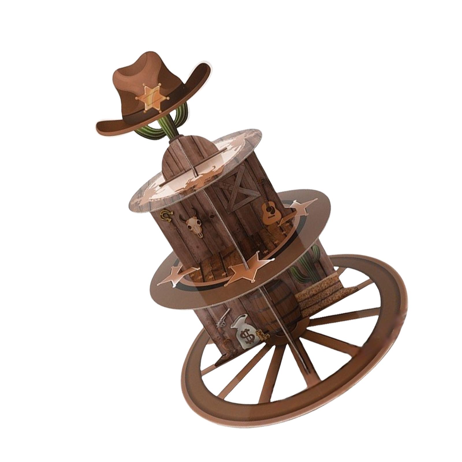 Unique Cowboy Wheel Shape Paper Cake Stand Western Style 3 Tier Cake Stand for Parties and Events with Easy Assembly
Unique Cowboy Wheel Shape Paper Cake Stand Western Style 3 Tier Cake Stand for Parties and Events with Easy Assembly