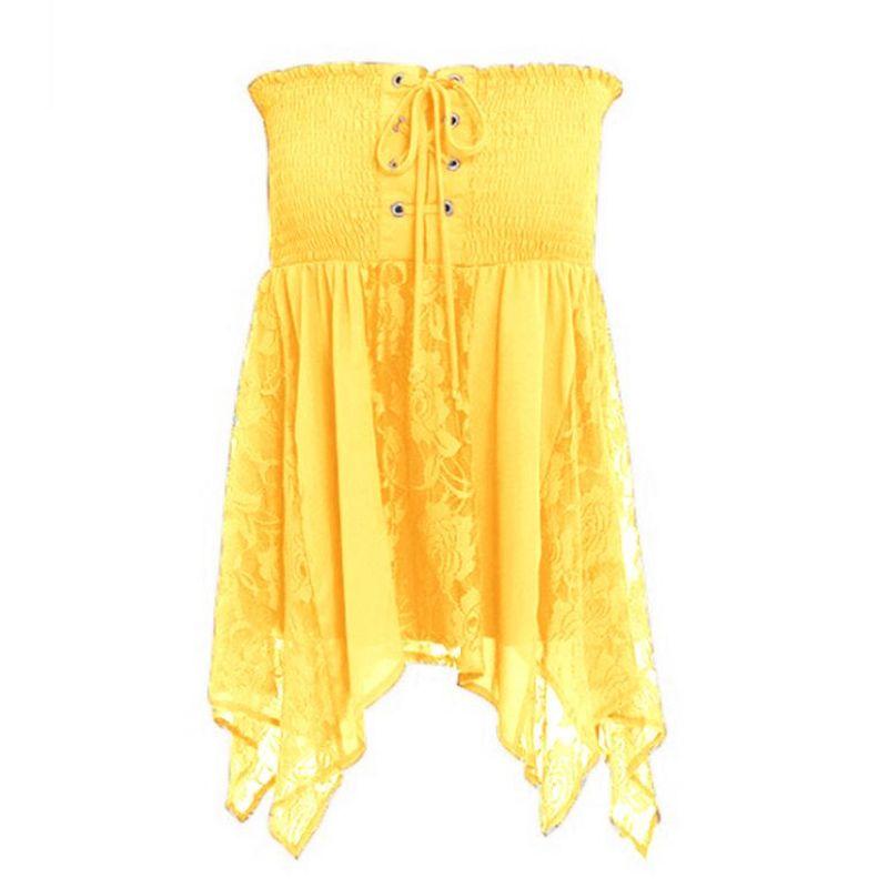Strapless Lace-Paneled Chiffon Dress Tube Top Lace Chiffon Patchwork Dress Yellow XL
Strapless Lace-Paneled Chiffon Dress Tube Top Lace Chiffon Patchwork Dress Yellow XL