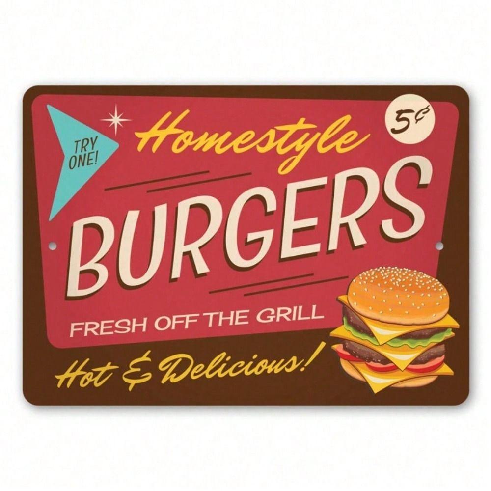 Tin Sign Wall Art Vintage Burger Retro Diner Metal Poster Kitchen Decor
Tin Sign Wall Art Vintage Burger Retro Diner Metal Poster Kitchen Decor
