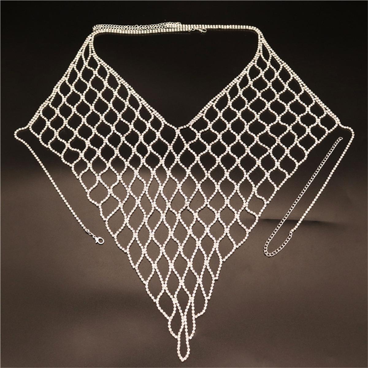 European And American Accessories Rhinestone Body Chain, Hollow Mesh Chest Jewelry Nightclub Party Sexy Female Body Chain срібний
European And American Accessories Rhinestone Body Chain, Hollow Mesh Chest Jewelry Nightclub Party Sexy Female Body Chain срібний
