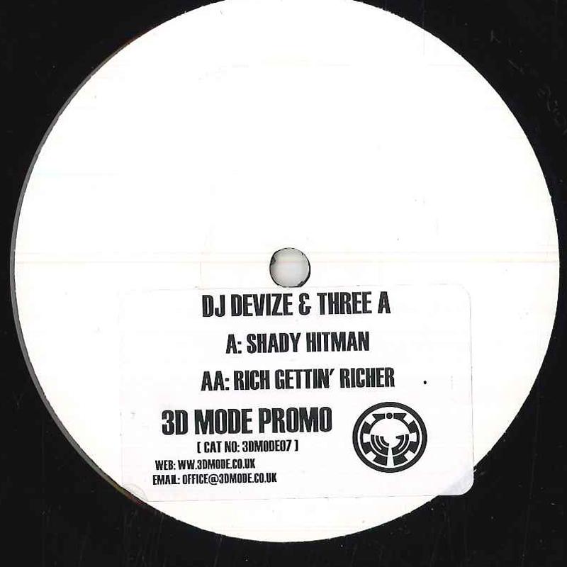 12inch Record DJ DEVIZE THREE A Shady Hitman Rich Gettin Richer 3DMODE007 3D MODE 2005 UK Dance Electronica Used
12inch Record DJ DEVIZE THREE A Shady Hitman Rich Gettin Richer 3DMODE007 3D MODE 2005 UK Dance Electronica Used