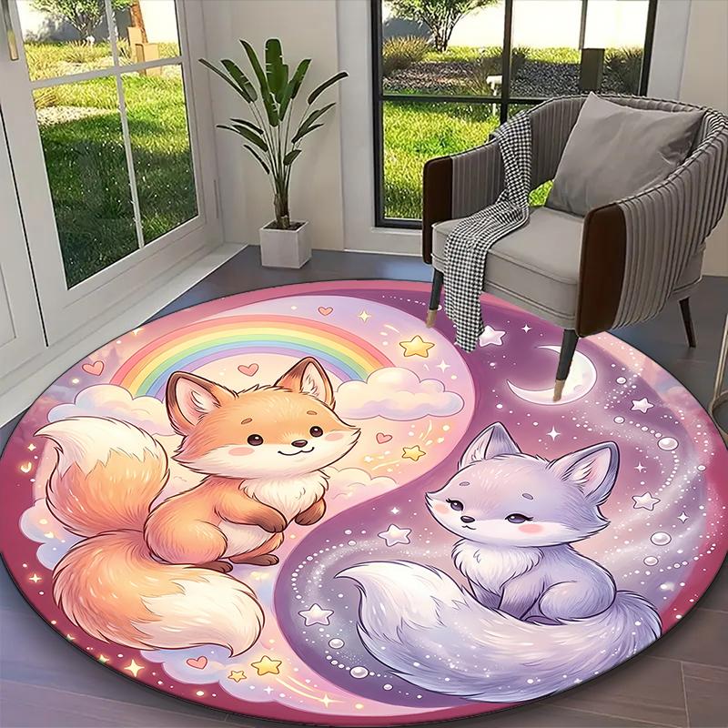 1pc Sweet Animals Harmony Fox Unicorn Printed Chair Rug for Home Office Use, Living Room Kitchen Game Room Round Carpet Diameter 60cm
1pc Sweet Animals Harmony Fox Unicorn Printed Chair Rug for Home Office Use, Living Room Kitchen Game Room Round Carpet Diameter 60cm