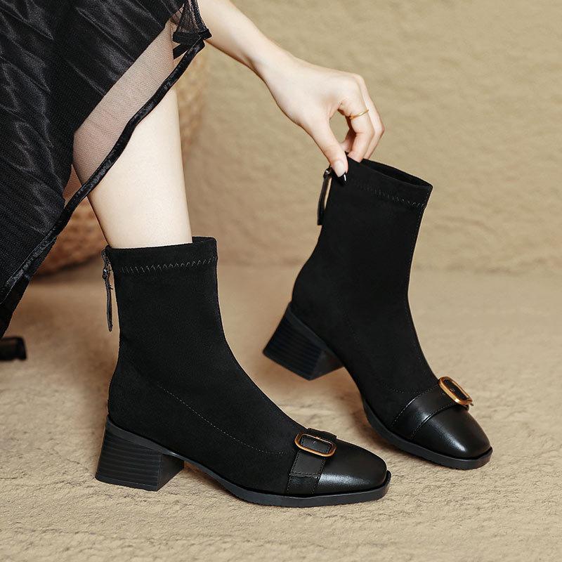 Square head thin boots women s new thick heel medium boots retro black suede small short boots 40
Square head thin boots women s new thick heel medium boots retro black suede small short boots 40