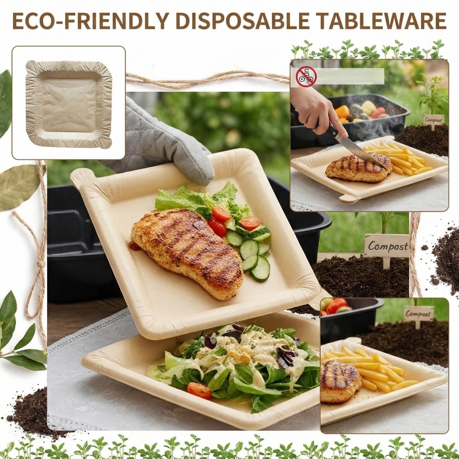 Square Disposable Biodegradable Tableware Plate with NonStick and Waterproof Surface for Home and Outdoor Use One Size
Square Disposable Biodegradable Tableware Plate with NonStick and Waterproof Surface for Home and Outdoor Use One Size