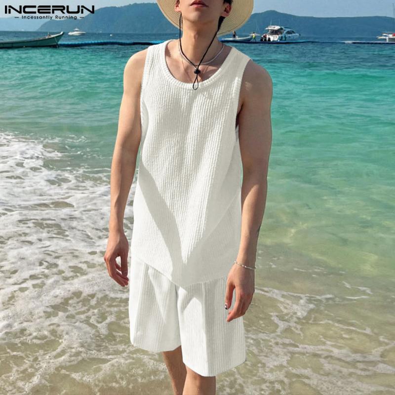 INCERUN Two Pieces Summer Men Sleeveless Tank Tops and Loose Shorts Rib Outfits Sets 5XL білий
INCERUN Two Pieces Summer Men Sleeveless Tank Tops and Loose Shorts Rib Outfits Sets 5XL білий