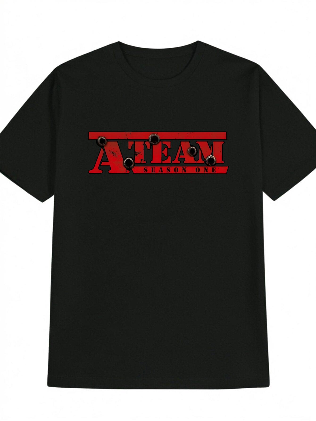 Casual Graphic T-shirt - A-TEAM Bold Red Letter Print on Black M
Casual Graphic T-shirt - A-TEAM Bold Red Letter Print on Black M