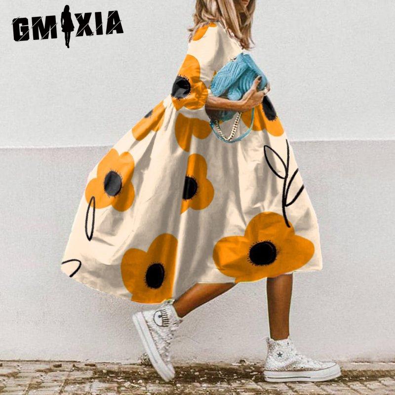 GMXIA Женские модные весенне-осенние повседневные платья с длинным рукавом и круглым вырезом с цветочным принтом
GMXIA Женские модные весенне-осенние повседневные платья с длинным рукавом и круглым вырезом с цветочным принтом