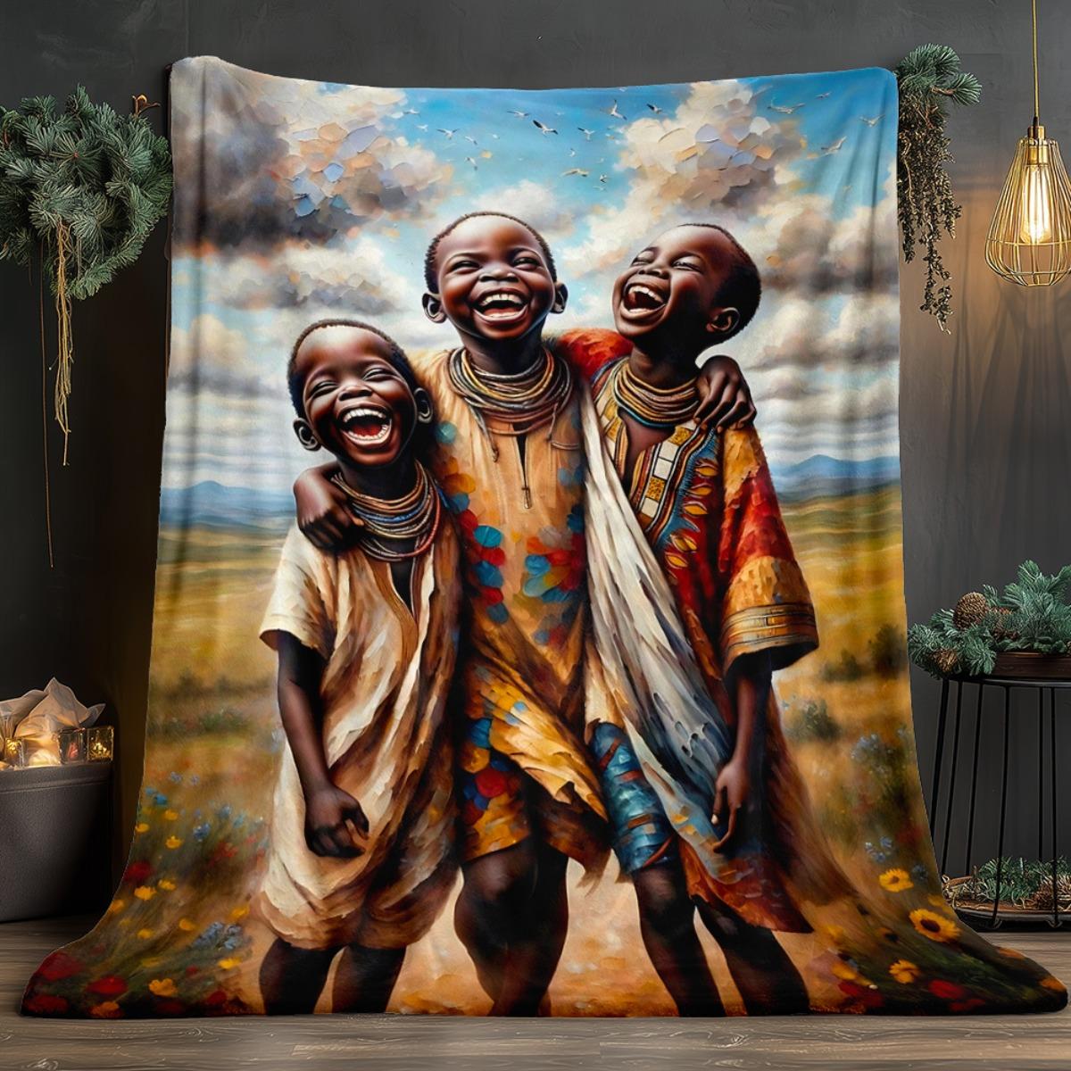 African children s joyful theme pattern Flannel printed blanket suitable for all seasons for living room office sofa and travel 75x90cm28x39in
African children s joyful theme pattern Flannel printed blanket suitable for all seasons for living room office sofa and travel 75x90cm28x39in