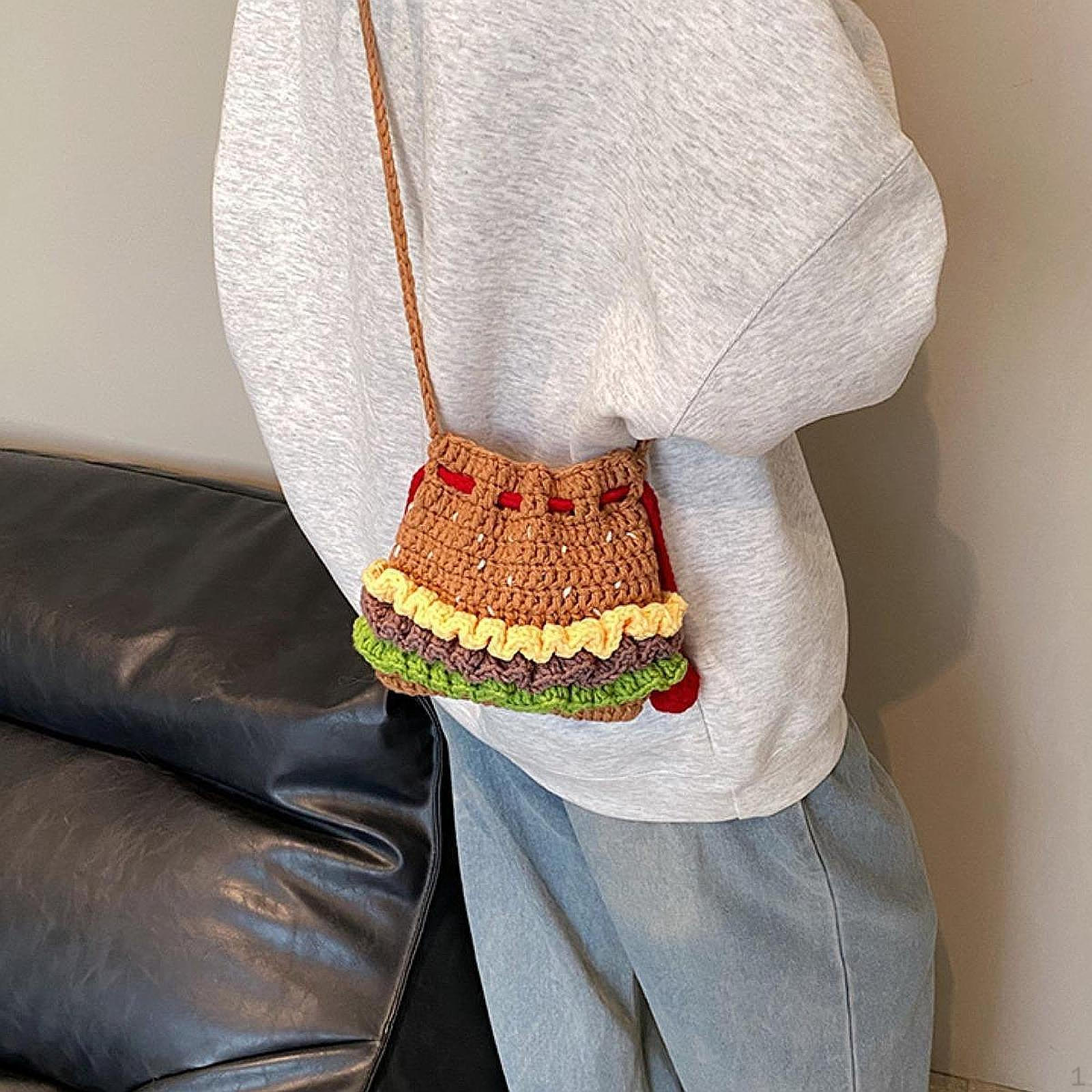 Crochet Shoulder Bag Birthday Gift Cute Hamburger Handcrafted Crossbody Purse Small
Crochet Shoulder Bag Birthday Gift Cute Hamburger Handcrafted Crossbody Purse Small