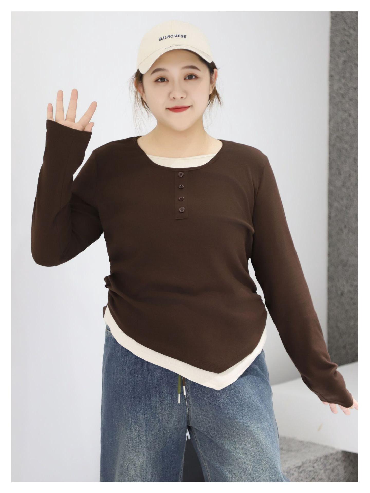 Plus Size Autumn Fake Two-Piece Ruched Slimming Top for Women 3XL (120-140 jin)
Plus Size Autumn Fake Two-Piece Ruched Slimming Top for Women 3XL (120-140 jin)