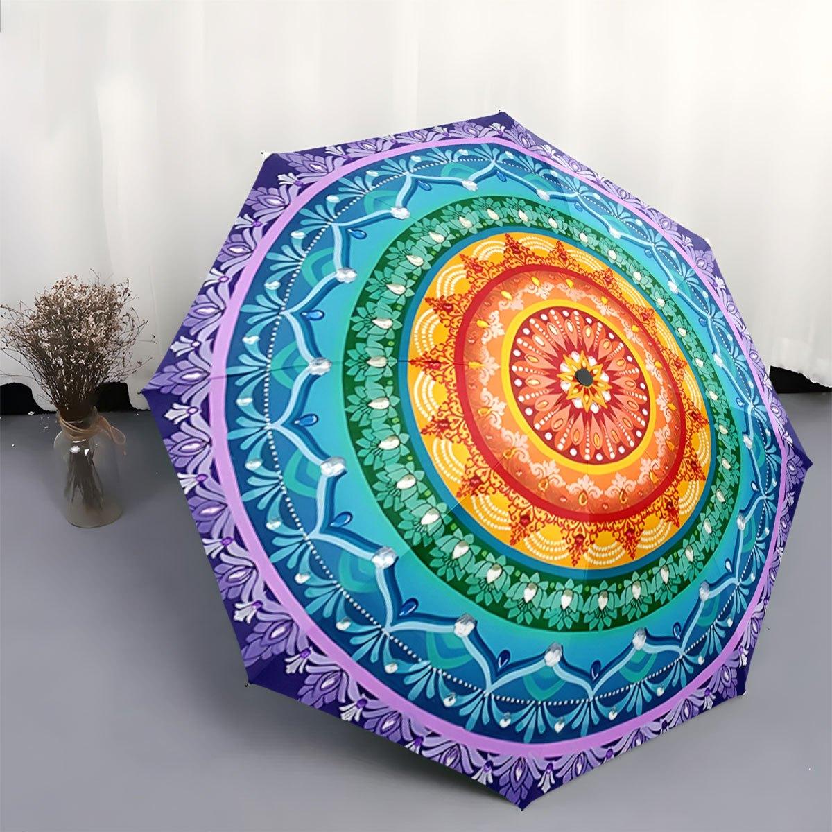 Automatic Folding Umbrella with Mandala Pattern - Portable Collapsible Design, 8-Rib Durable Frame, Vibrant Blue & Orange Artw Iron&8K
Automatic Folding Umbrella with Mandala Pattern - Portable Collapsible Design, 8-Rib Durable Frame, Vibrant Blue & Orange Artw Iron&8K