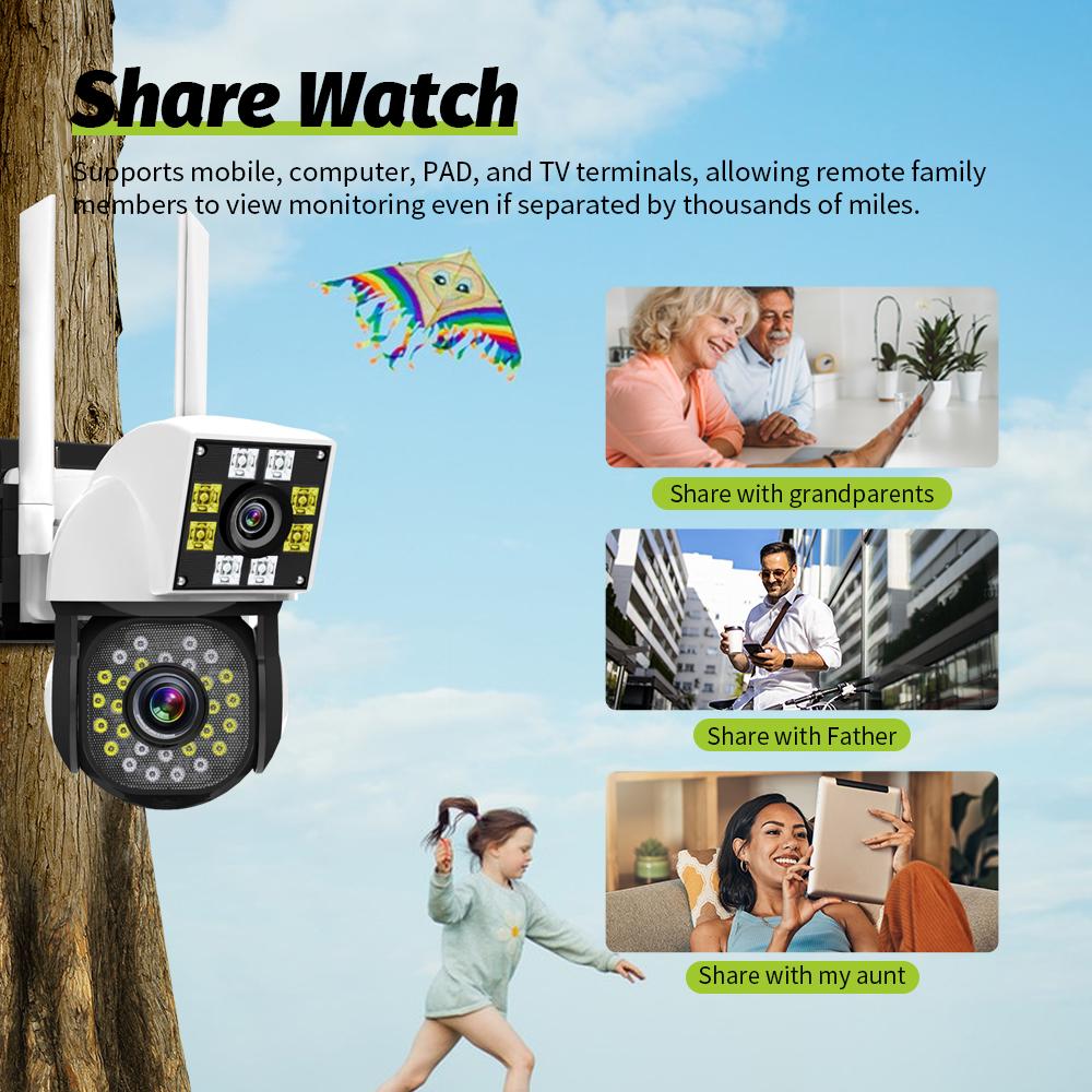 4K Pan Tilt WiFi Camera 1080P Dual Lens Dual Screen Outdoor Home IP Camera CCTV Safety Protection Dual Lens Wireless Camera 4MP NO Card
4K Pan Tilt WiFi Camera 1080P Dual Lens Dual Screen Outdoor Home IP Camera CCTV Safety Protection Dual Lens Wireless Camera 4MP NO Card