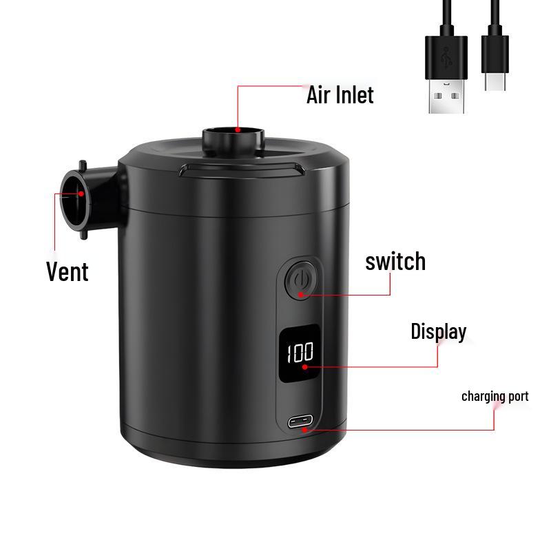 Портативный электрический воздушный насос для улицы, кемпинга и надувных изделий чёрный
Портативный электрический воздушный насос для улицы, кемпинга и надувных изделий чёрный