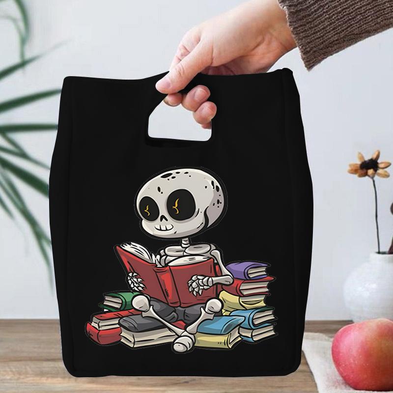 Skeleton Reading Graphic Portable Lunch Bag Vintage Skull Book Print Lunch Box Storage Bag Student Insulated Canvas Lunch Bags
Skeleton Reading Graphic Portable Lunch Bag Vintage Skull Book Print Lunch Box Storage Bag Student Insulated Canvas Lunch Bags