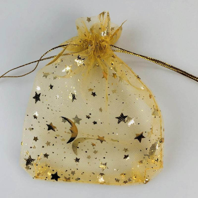100 шт., прозрачный газовый элемент из органзы со звездами и луной, сумки для украшений, тюль, свадебные подарочные пакеты, органза, подарочный пакет золотистый
100 шт., прозрачный газовый элемент из органзы со звездами и луной, сумки для украшений, тюль, свадебные подарочные пакеты, органза, подарочный пакет золотистый