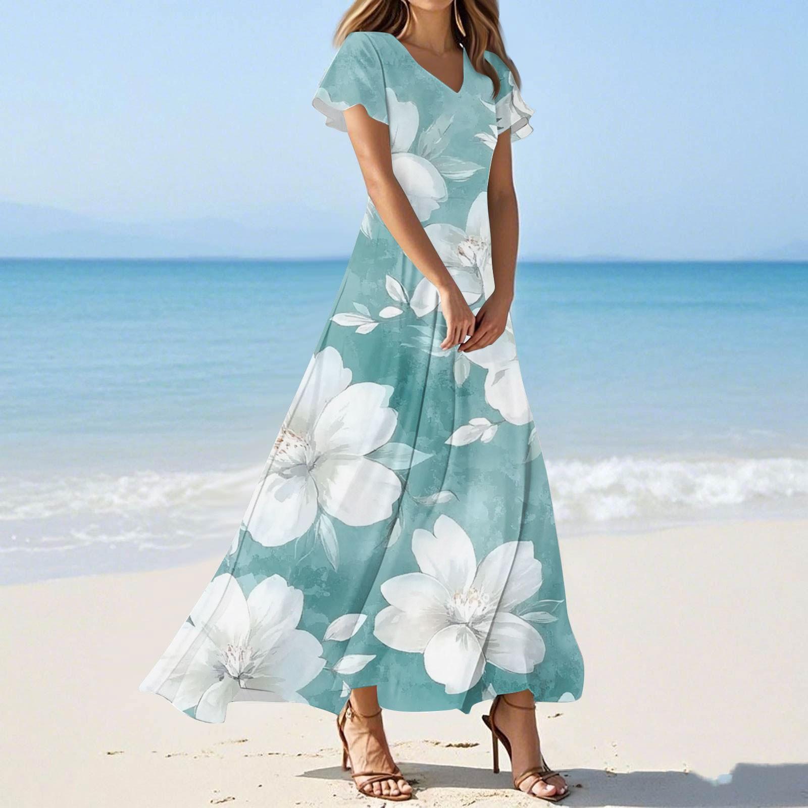 Женское летнее повседневное модное платье с цветочным принтом и V-образным вырезом с коротким рукавом XXL синий
Женское летнее повседневное модное платье с цветочным принтом и V-образным вырезом с коротким рукавом XXL синий