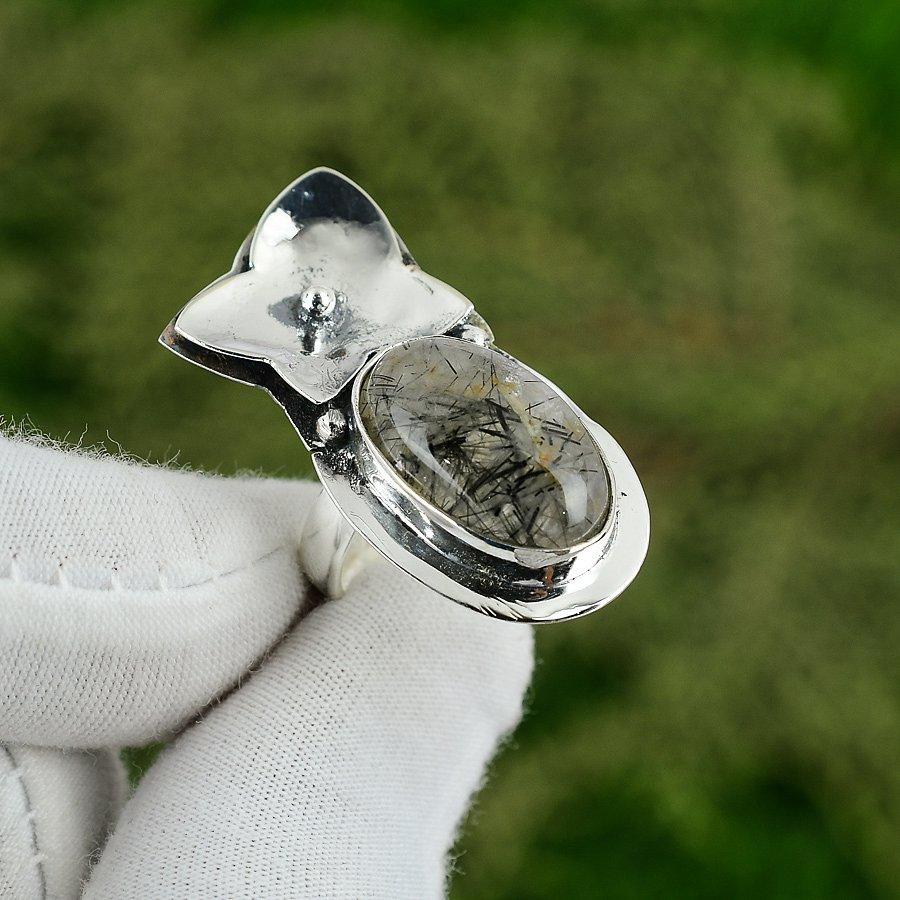 Gift For Her Natural Black Rutile Statement Adjustable Ring 925 Silver Adjustable
Gift For Her Natural Black Rutile Statement Adjustable Ring 925 Silver Adjustable
