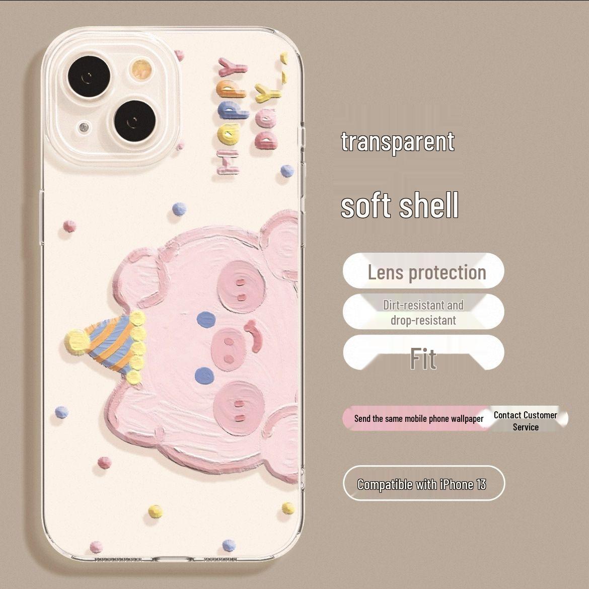 Oil Painting Pig & Dog Phone Case: Compatible with Apple 12, 13 Pro, 14, 16, 17 Promax - Transparent & Soft, Couple Style iPhone 14
Oil Painting Pig & Dog Phone Case: Compatible with Apple 12, 13 Pro, 14, 16, 17 Promax - Transparent & Soft, Couple Style iPhone 14